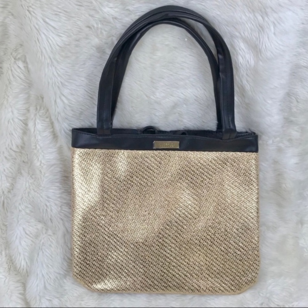Versace Tote Purse Weekender Textured Bag Gold Metallic Large Shoulder Bag NEW - Picture 6 of 7